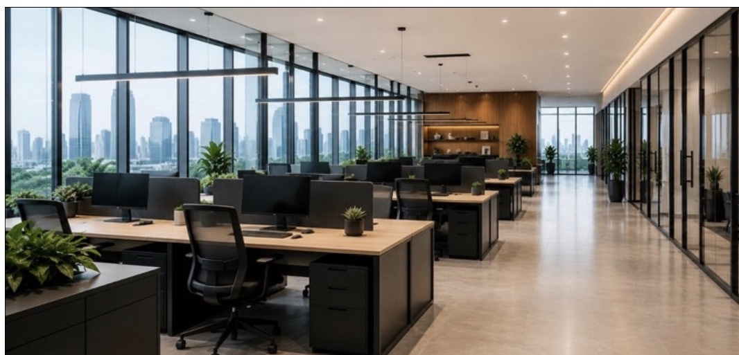 Modern office cleaned and ready for work