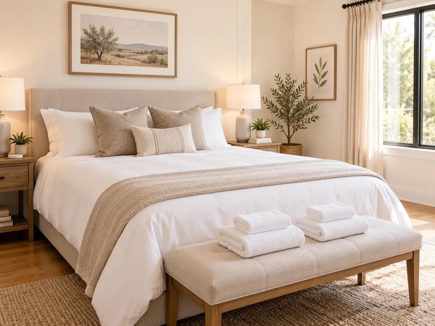 Freshly prepared guest bedroom